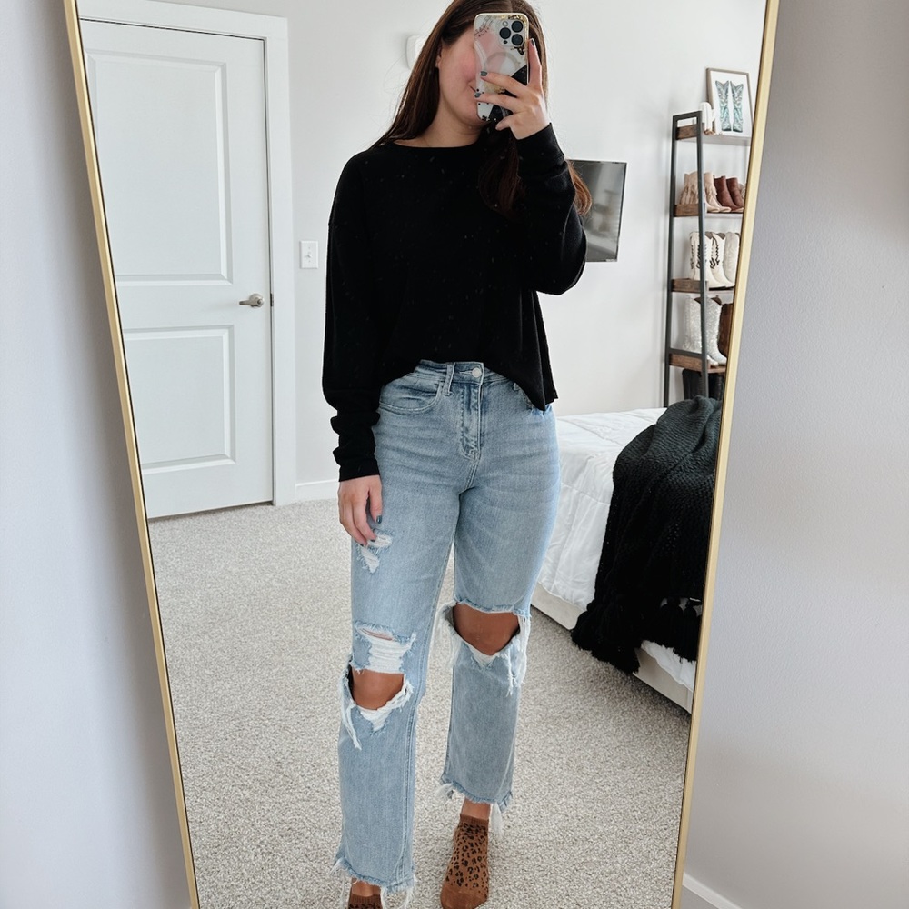 Double Zero Black Waffle Knit Tee